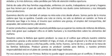 Anapo – Pronunciamiento Público: Bolivia necesita paz para producir y vivir