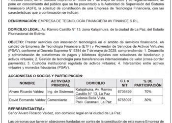 Autoridad de Supervisión del Sistema Financiero – Aviso al Público – 1ra publicación