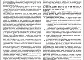 Fondo Nacional de Desarrollo Regional – Resolución Ejecutiva DGE-RCG-0006-RES/26