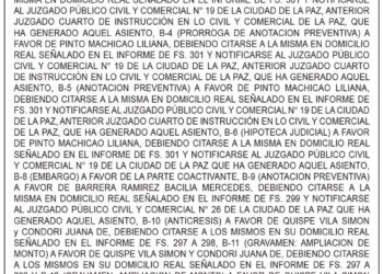 Aviso de Remate contra Ever Miranda Flores y Casilda Flores de Calderón