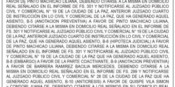 Aviso de Remate contra Ever Miranda Flores y Casilda Flores de Calderón