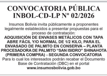Insumos Bolivia – Convocatoria Pública Nº 02/2026