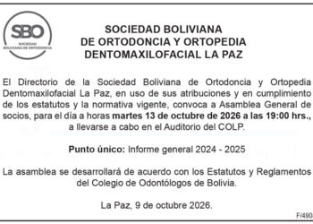 Sociedad Boliviana de Ortodoncia y Ortopedia Dentomaxilofacial La Paz – Asamblea General de Socios